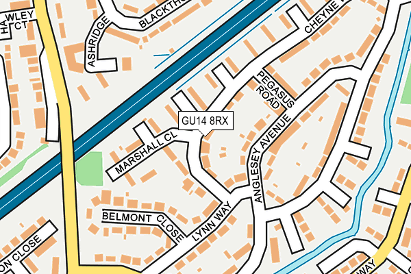 GU14 8RX map - OS OpenMap – Local (Ordnance Survey)
