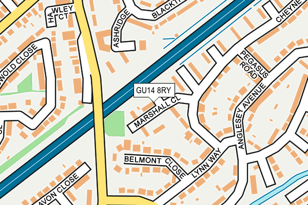 GU14 8RY map - OS OpenMap – Local (Ordnance Survey)