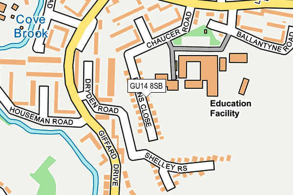 GU14 8SB map - OS OpenMap – Local (Ordnance Survey)