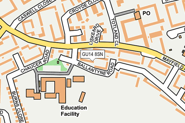 GU14 8SN map - OS OpenMap – Local (Ordnance Survey)