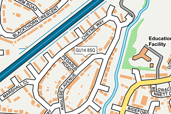 GU14 8SQ map - OS OpenMap – Local (Ordnance Survey)