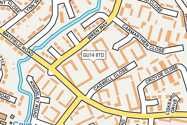 GU14 8TD map - OS OpenMap – Local (Ordnance Survey)