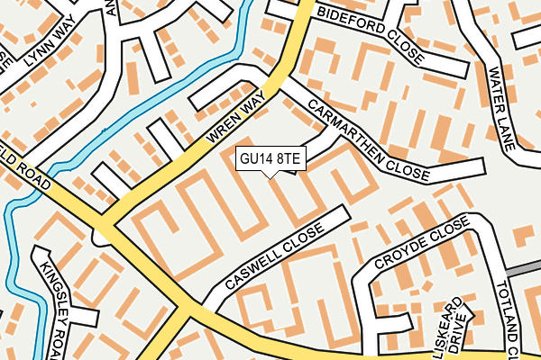 GU14 8TE map - OS OpenMap – Local (Ordnance Survey)