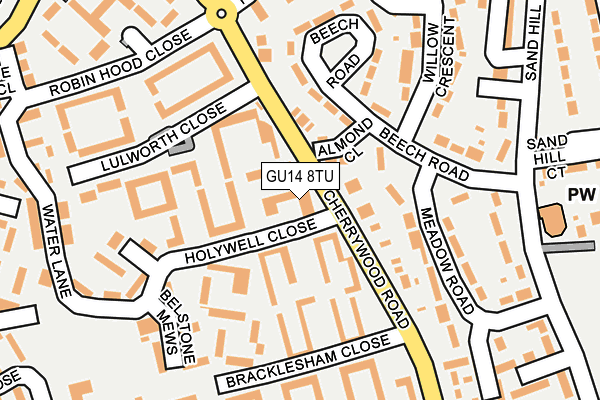GU14 8TU map - OS OpenMap – Local (Ordnance Survey)