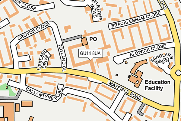 GU14 8UA map - OS OpenMap – Local (Ordnance Survey)