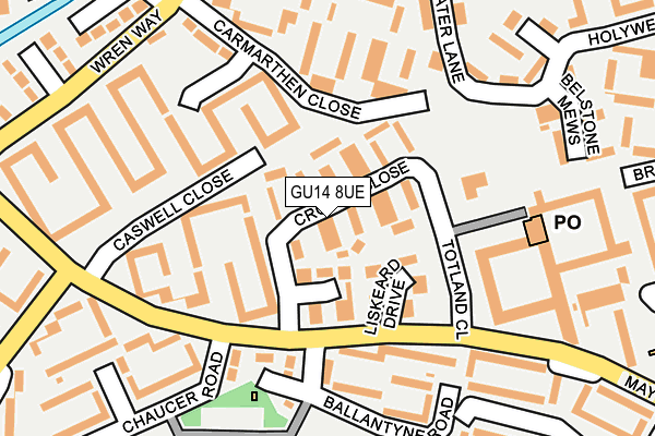 GU14 8UE map - OS OpenMap – Local (Ordnance Survey)