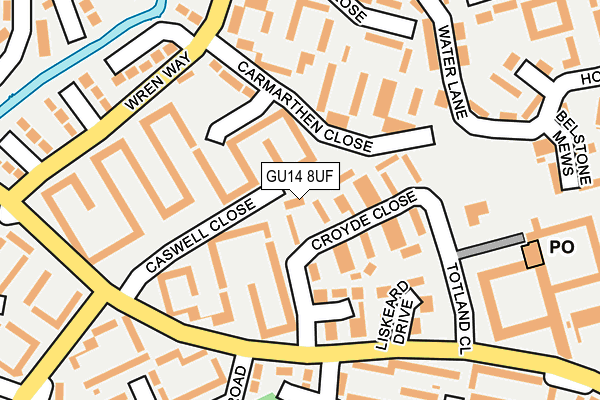 GU14 8UF map - OS OpenMap – Local (Ordnance Survey)