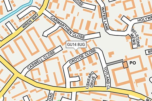 GU14 8UG map - OS OpenMap – Local (Ordnance Survey)