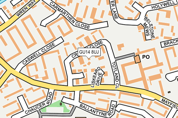 GU14 8UJ map - OS OpenMap – Local (Ordnance Survey)