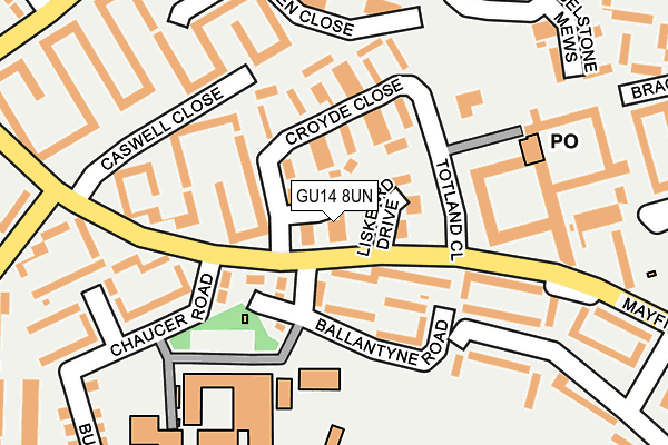 GU14 8UN map - OS OpenMap – Local (Ordnance Survey)