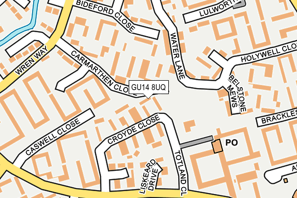GU14 8UQ map - OS OpenMap – Local (Ordnance Survey)