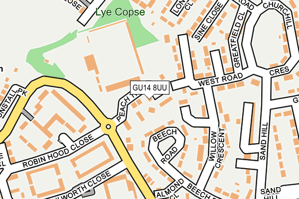 GU14 8UU map - OS OpenMap – Local (Ordnance Survey)