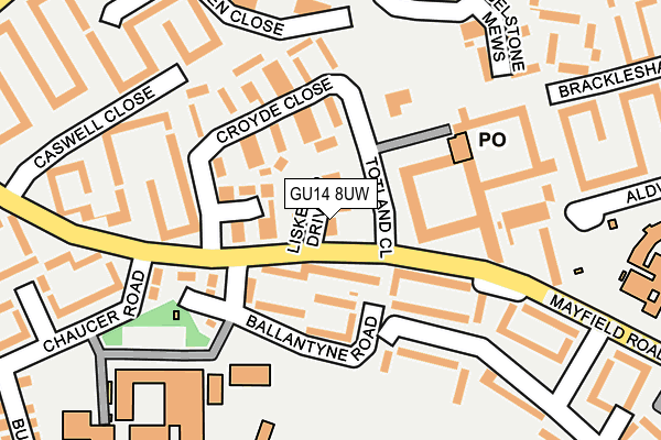 GU14 8UW map - OS OpenMap – Local (Ordnance Survey)