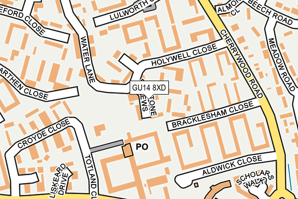 GU14 8XD map - OS OpenMap – Local (Ordnance Survey)