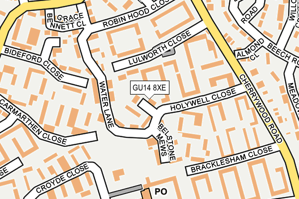 GU14 8XE map - OS OpenMap – Local (Ordnance Survey)