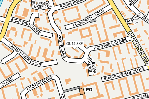 GU14 8XF map - OS OpenMap – Local (Ordnance Survey)