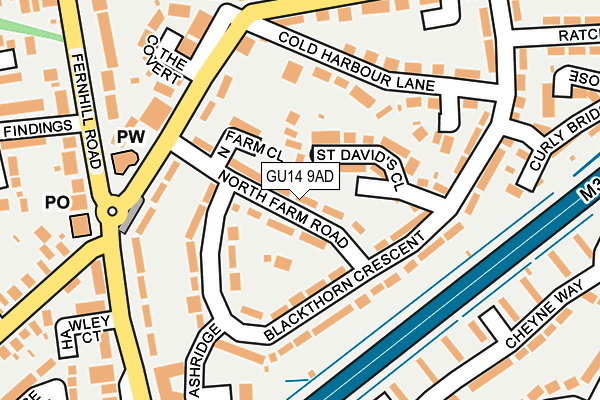 GU14 9AD map - OS OpenMap – Local (Ordnance Survey)
