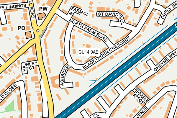 GU14 9AE map - OS OpenMap – Local (Ordnance Survey)