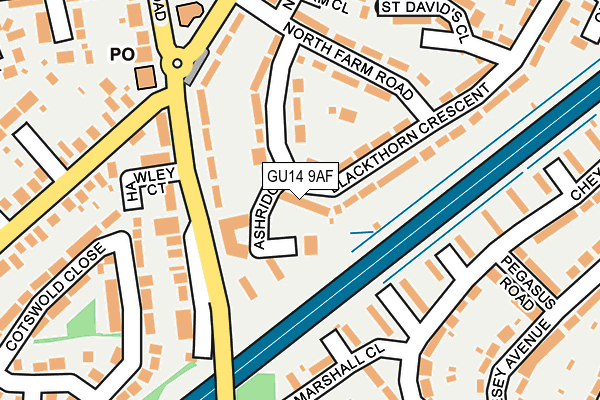 GU14 9AF map - OS OpenMap – Local (Ordnance Survey)