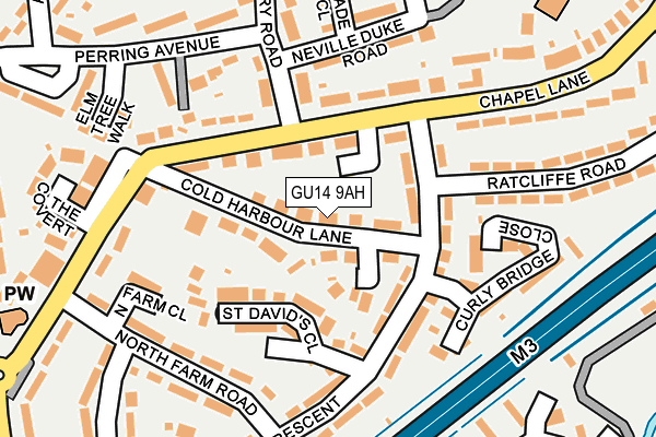 GU14 9AH map - OS OpenMap – Local (Ordnance Survey)