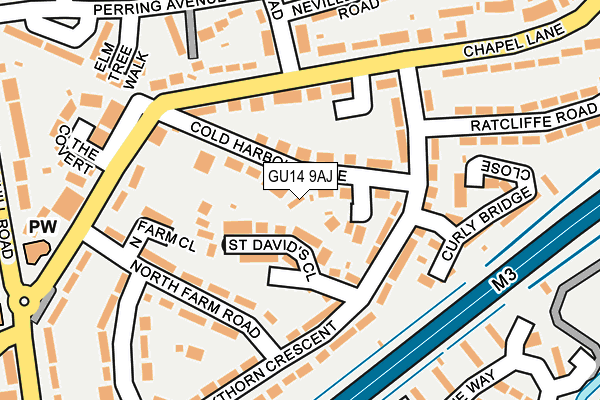 GU14 9AJ map - OS OpenMap – Local (Ordnance Survey)