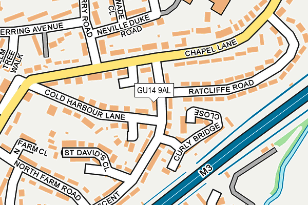 GU14 9AL map - OS OpenMap – Local (Ordnance Survey)