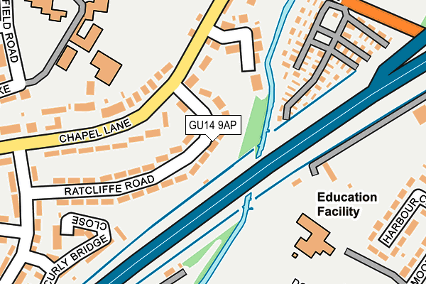 GU14 9AP map - OS OpenMap – Local (Ordnance Survey)