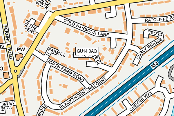 GU14 9AQ map - OS OpenMap – Local (Ordnance Survey)