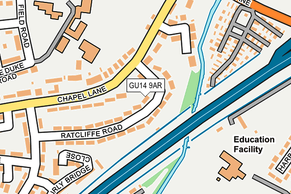 GU14 9AR map - OS OpenMap – Local (Ordnance Survey)