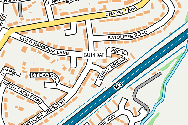 GU14 9AT map - OS OpenMap – Local (Ordnance Survey)