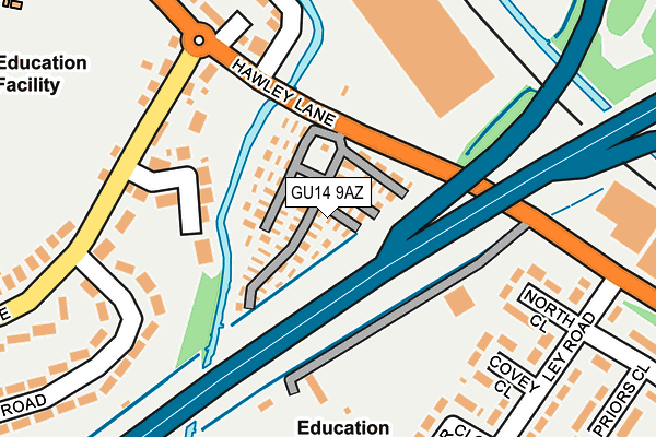 GU14 9AZ map - OS OpenMap – Local (Ordnance Survey)