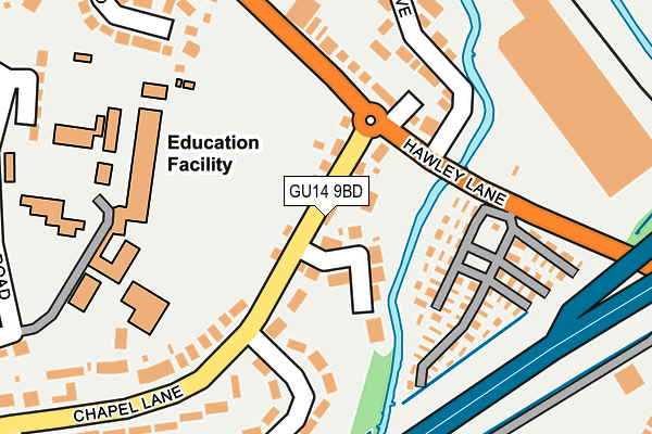 GU14 9BD map - OS OpenMap – Local (Ordnance Survey)