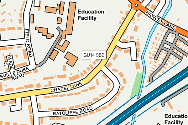 GU14 9BE map - OS OpenMap – Local (Ordnance Survey)