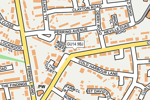 GU14 9BJ map - OS OpenMap – Local (Ordnance Survey)