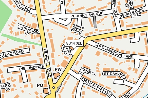 GU14 9BL map - OS OpenMap – Local (Ordnance Survey)