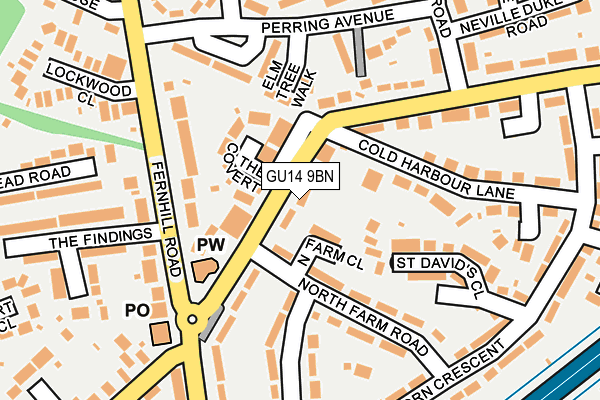 GU14 9BN map - OS OpenMap – Local (Ordnance Survey)