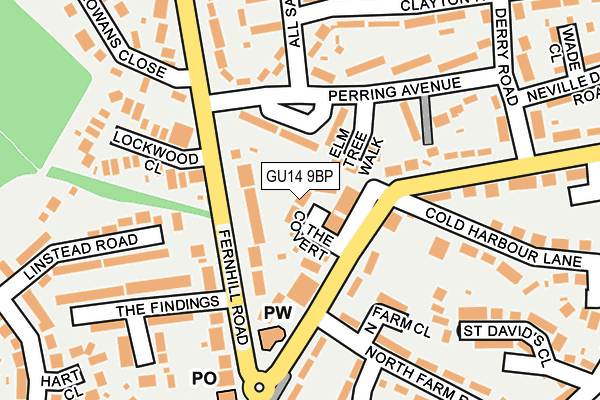 GU14 9BP map - OS OpenMap – Local (Ordnance Survey)