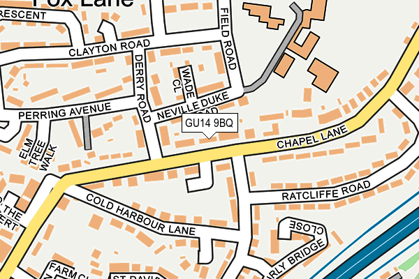 GU14 9BQ map - OS OpenMap – Local (Ordnance Survey)