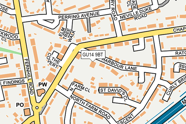 GU14 9BT map - OS OpenMap – Local (Ordnance Survey)