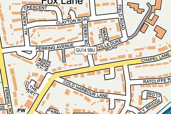 GU14 9BU map - OS OpenMap – Local (Ordnance Survey)