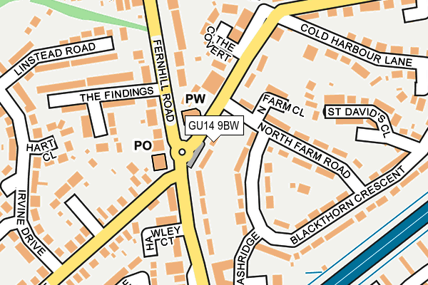 GU14 9BW map - OS OpenMap – Local (Ordnance Survey)