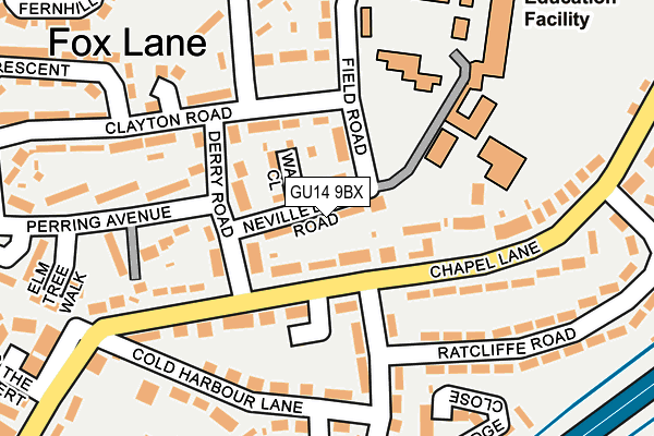 GU14 9BX map - OS OpenMap – Local (Ordnance Survey)