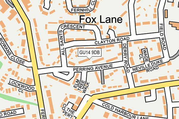 GU14 9DB map - OS OpenMap – Local (Ordnance Survey)