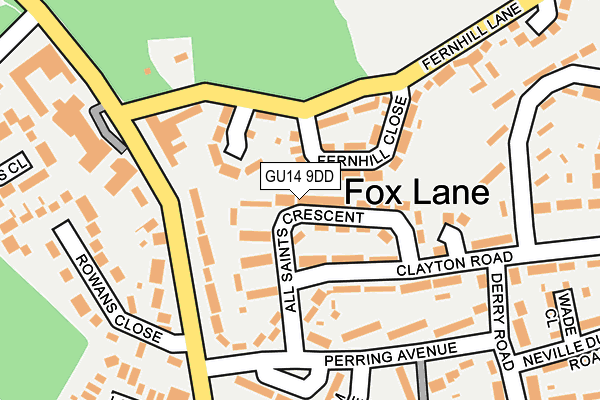 GU14 9DD map - OS OpenMap – Local (Ordnance Survey)