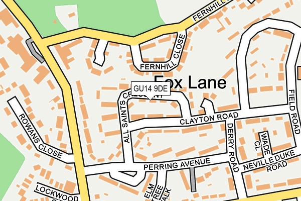 GU14 9DE map - OS OpenMap – Local (Ordnance Survey)