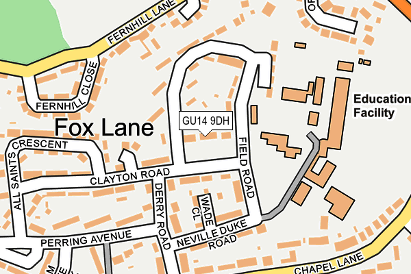 GU14 9DH map - OS OpenMap – Local (Ordnance Survey)