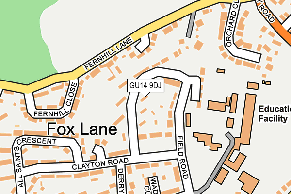 GU14 9DJ map - OS OpenMap – Local (Ordnance Survey)