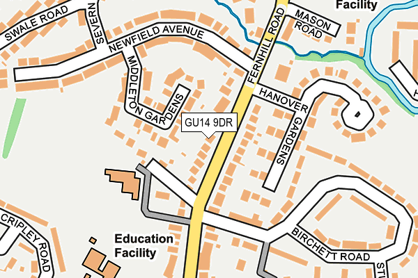 GU14 9DR map - OS OpenMap – Local (Ordnance Survey)