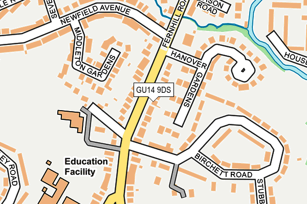 GU14 9DS map - OS OpenMap – Local (Ordnance Survey)