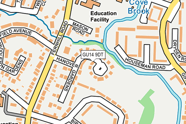 GU14 9DT map - OS OpenMap – Local (Ordnance Survey)